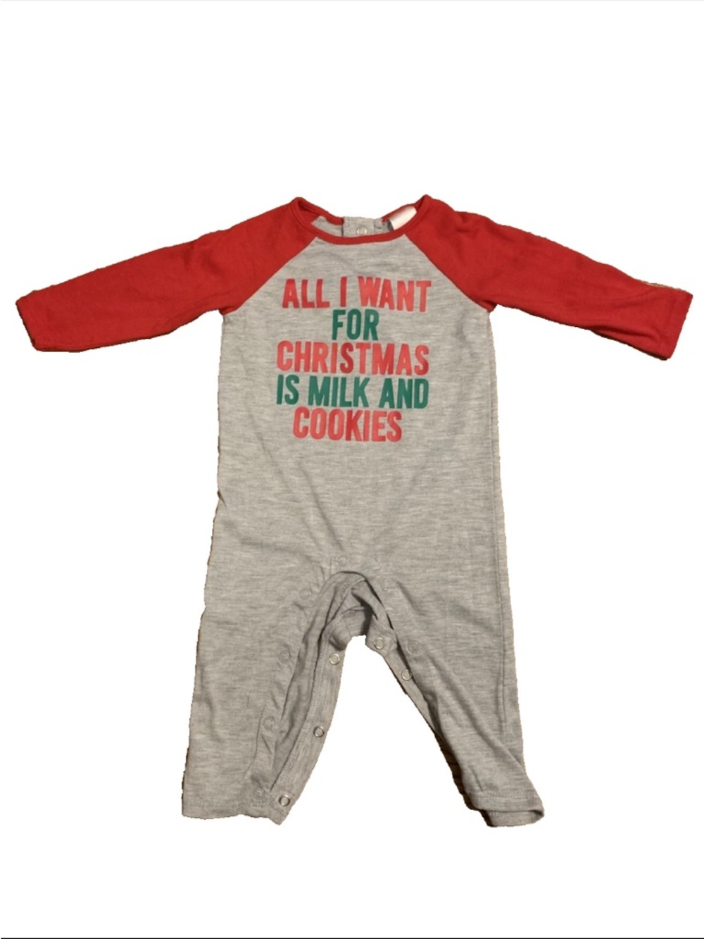 "All I want for Christmas is Milk & Cookies" Infant Sleepwear size 6 months